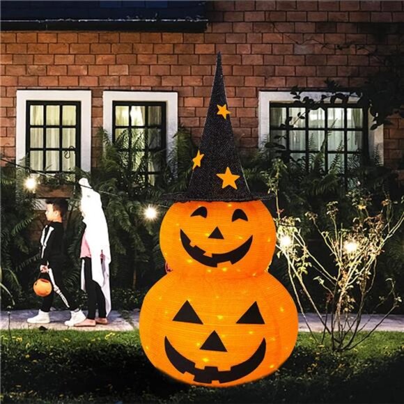 Halloween Decorations, 3 FT Pop Up Collapsible Pumpkin, Pre-Lit 50 LED Lighted - Picture 6 of 8